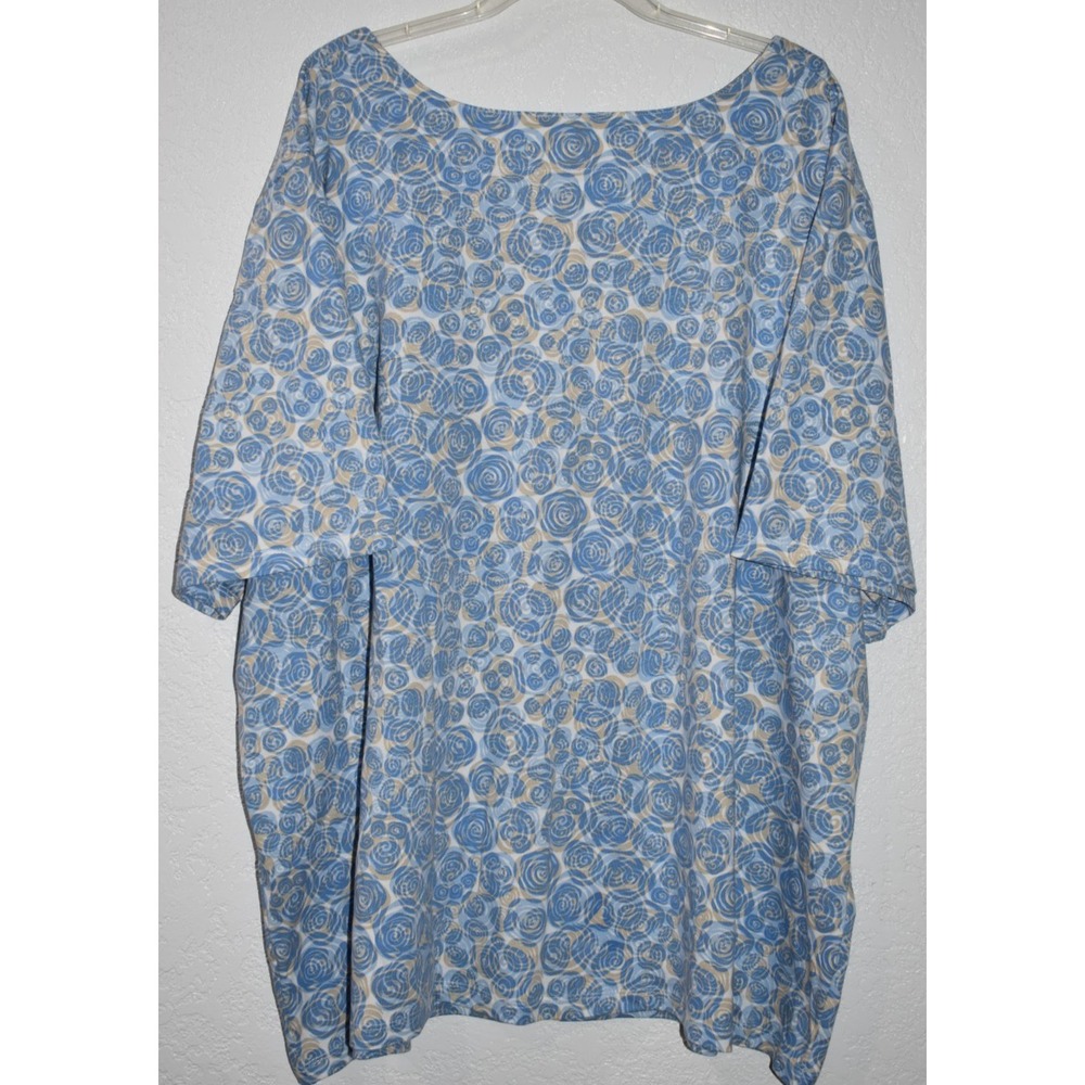 Liz & Me 4X Top Blue/White Squared Neck Short Slv 100% Cotton Shirt Blouse 30/32 - Picture 6 of 16
